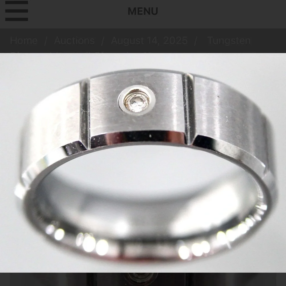 Men's Tungsten Ring with Diamond Accent